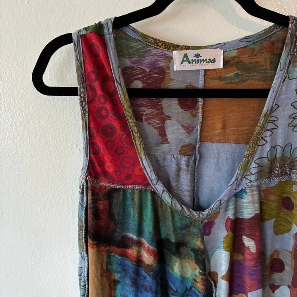 Animas Trading Company Tunic Dress Womens Patchwork Sleeveless Asymmetrical S/M
